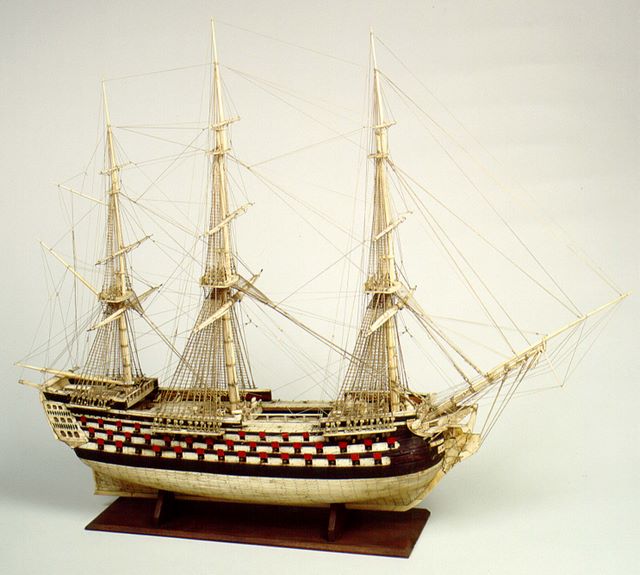 Modelo de navío de tres puentes. S. XVIII